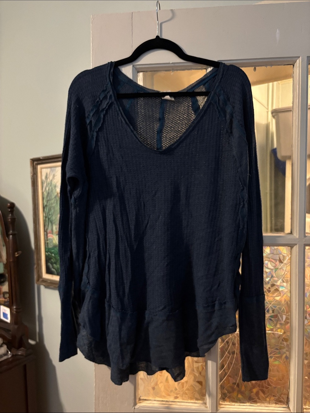 We The Free Long-Sleeve V-Neck waffle Weave Top